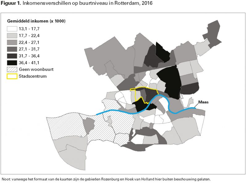 Figuur 1. Inkomensverschillen op buurtniveau in Rotterdam, 2016