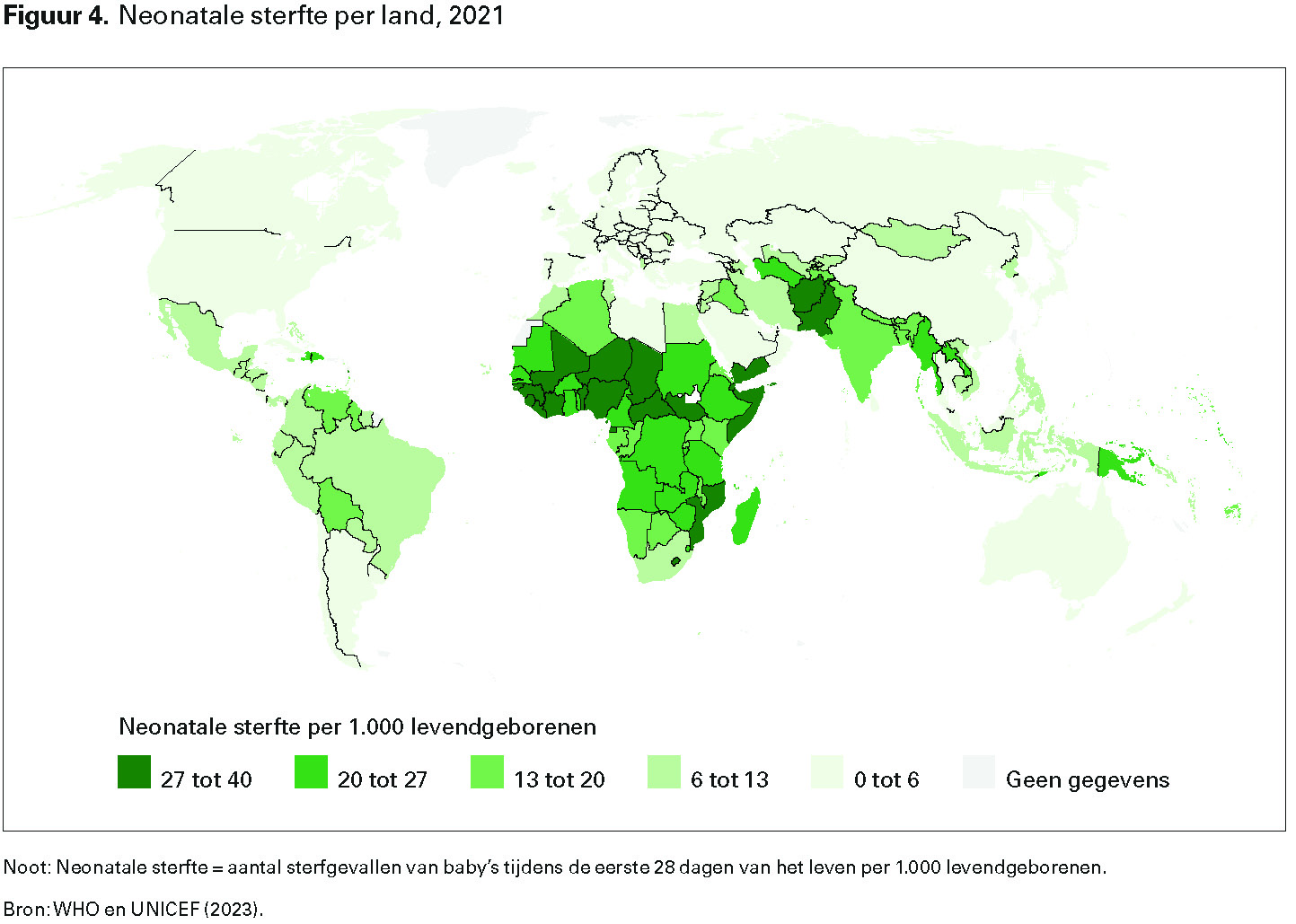 Figuur 4. Neonatale sterfte per land, 2021